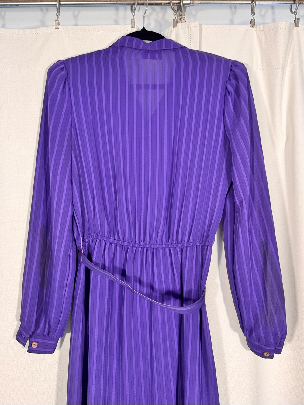 Vintage 90s Kono Purple Long Sleeve Button Front Dress - Picture 4 of 6